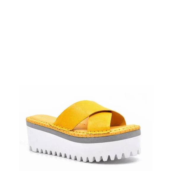 NEW CHOCOLAT BLU madison sandals in yellow leather - Picture 1 of 1